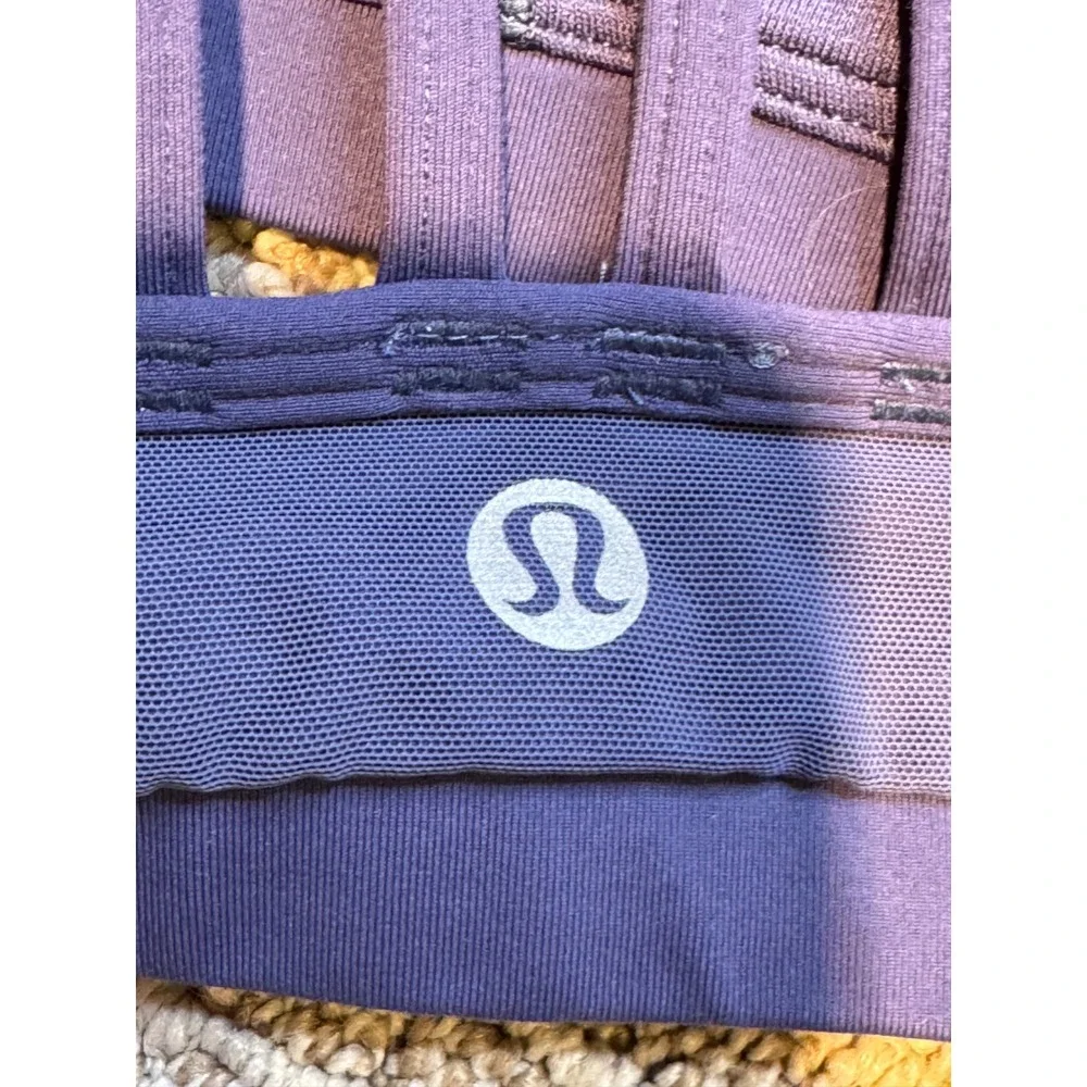 Lululemon Free To Be Serene Bra High Neck Purple Mesh Strappy‎ Yoga Bra Size 8